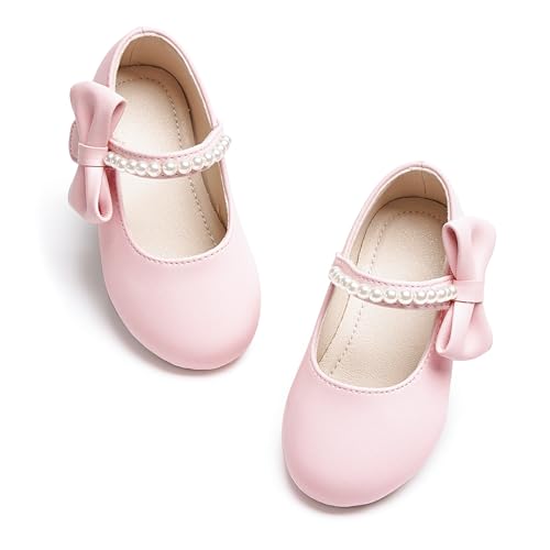 Image of PHIRAMIN Toddler Flower Girl Glitter Dress Shoes Little Girl Ballet Flats Bow Wedding Party