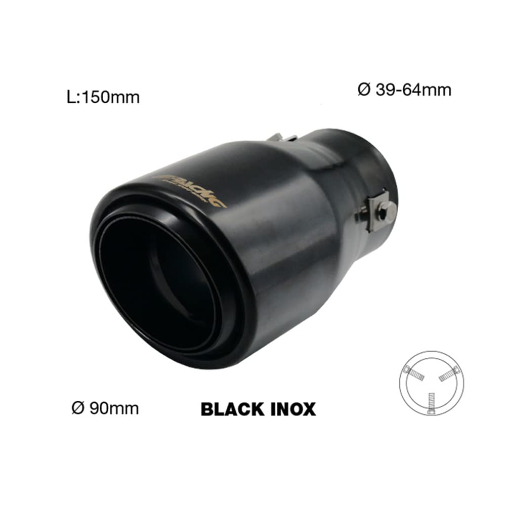 Simoni Racing Auspuffblende Rund/Schräg Edelstahl Schwarz - Ø90xL150mm - Anschluß 39->64mm