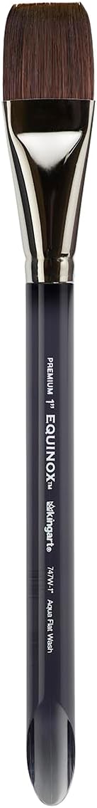 KINGART Equinox 747W-1/2 Square Wash Paintbrush for Watercolor, Gouache, Inks, & Dyes, Size 1/2", Short Handle
