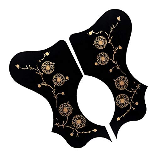 Newmind Escudo de palheta de violão acústico, autoadesivo em forma de flor - preto