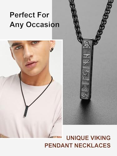 ChainsProMax Mens Viking Necklace, Arrowhead/Rune/Raven Skull Necklace for Men Nordic Jewelry-Send Gift Box4
