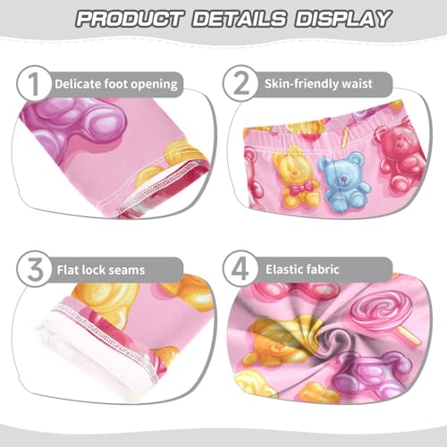 Colorful Lollipops Gummy Jelly Candy Bears Girls Leggings Kids Yoga Pants Dance Active Tights 4T3