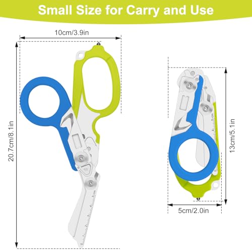 Image of Lemasa6 in 1 Multifunctional Combination Tool, Folding Retractable Emergency Shears, Outdoor Camping Tools, Seat Belt Cutter, Oxygen Cylinder Wrench, Complimentary Adjustable Wrench (blue-green)