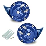 Neferta 2 PCS Car Waterproof Rustproof Snail Air Horn, 12V 300DB ABS + Metal Stereo Extra-large Volume Warning Modified Horn, Modified Replacement Accessories, Suitable for Most Cars (Blue)
