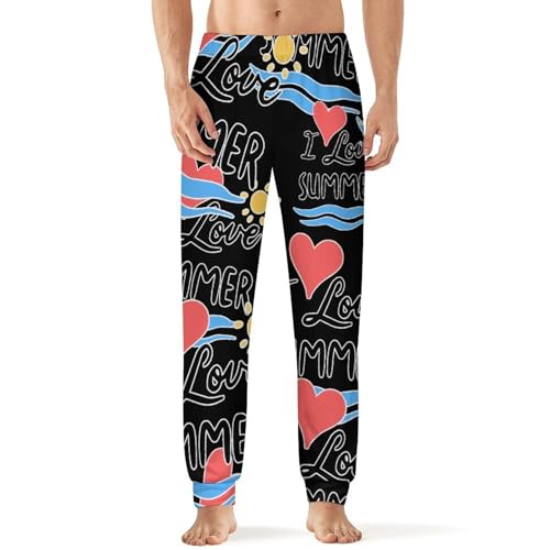 I Love Summer Men's Pajama Bottoms Sleep Lounge Soft Comfy Pants Sleepwear