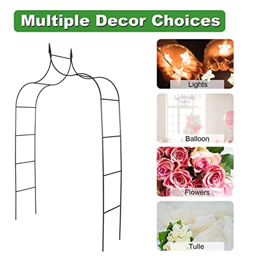 8'5'' High Durable Garden Arch, Garden Arbor With Gothic Style, Metal Wedding Arch For Bridal Party Garden Archway Trellis For Various Climbing Plant 8'4'' High X 4'6'' Wide #TOP2