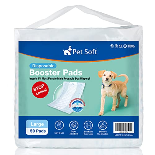 Pet Soft Doublures de couches jetables pour chiens mâles et femelles, inserts absorbants pour couches pour chiens (L-50) Cover