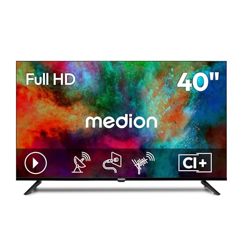 MEDION 100,3 cm (40 Zoll) Full HD Fernseher (Triple Tuner Receiver DVB-T2 DVB-C DVB-S2, 2 x HDMI, USB, Sleeptimer, Mediaplayer, VESA, CI+, MD 840002)