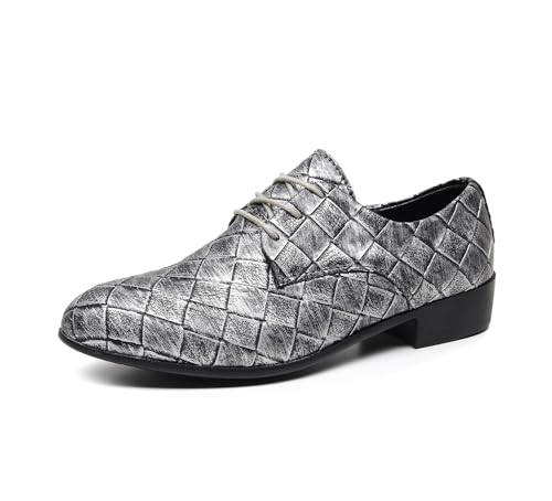 Men's Oxford Dress Shoes Woven Leather Oxfords Distressed Brown Lace-Up Retro Design