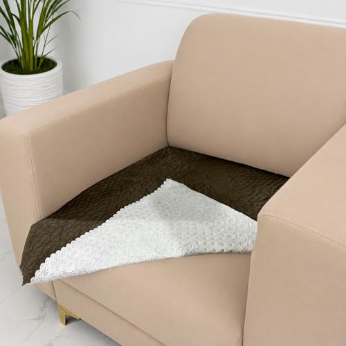 Image of Homerz Premium Petal Charm Sofa Cover | Embossed Floral Pattern | Soft Touch, Anti-Dust & Easy Wash Fabric (Coffee, 1 Seater)