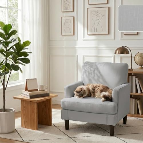 Sillón comodo tapizado Gris estructura madera miniatura 5