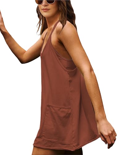Image of Womens Sleeveless Athletic Hot Shot Mini Dress with Built-in Shorts