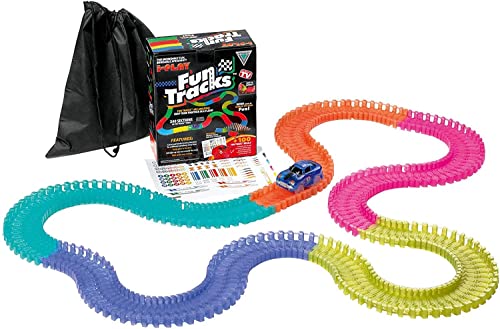 METREY Fun Tracks Race Track That Bend Flex and Glow | 240 Tracks with 1 Car | Multi Color