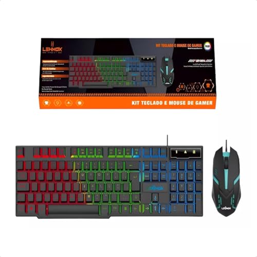 Kit Teclado E Mouse Gamer Com Fio Usb Semi Mecanico Rgb Notebook Computador Pc Led para Jogos Jogado