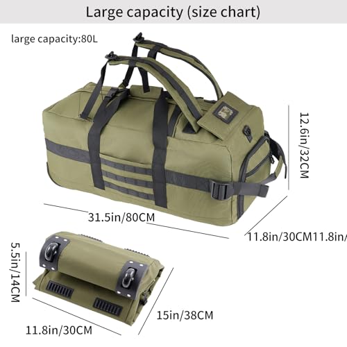 80L Foldable Rolling Duffel Bag