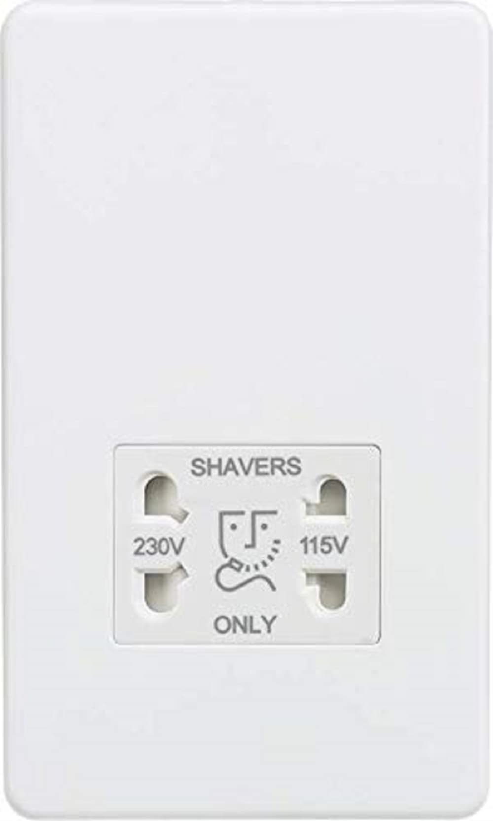 Knightsbridge SF8900MW Screwless Dual Voltage Shaver Socket in Matt White, 14.85 cm*0.48 cm*8.75 cm