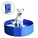 HOTU Foldable Pet Swimming Pool – Dog Bath Swimming Station Pool for Large Dogs, Portable Plastic Pet Dog Bathing Tub Kiddie Pool for Large Medium Small Dogs, Cats, Kids, Blue