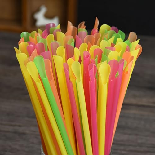 50 pitillos cucharita desechables multicolor 20 cm miniatura 4