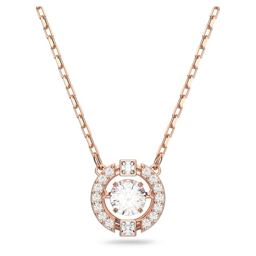 Swarovski Una necklace, Round cut, White, Rose gold-tone plated