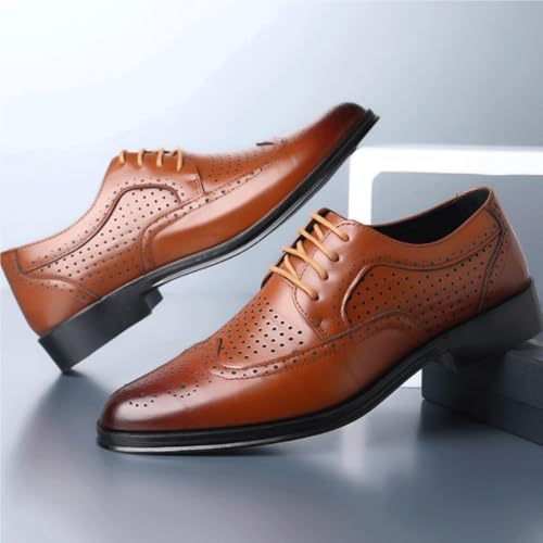 Mens Leather Lace Up Derby Shoes Comfortable Classic Oxford Business Dress Style3