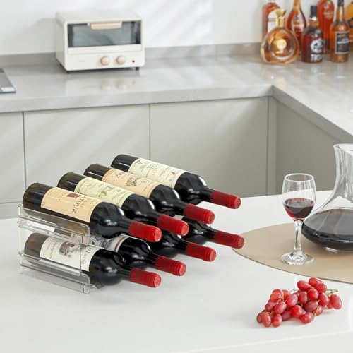 Miniatura 9 de Lifewit Organizador Apilable De Botellas, Congelador, Despensa, Portavasos De Plástico Para Almacenamiento En Encimera, Armario, Paquete De 2, Cada Estante Tiene Capacidad Para 4 Contenedores, 41x14cm