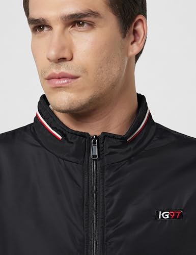 Image of The Indian Garage Co Men Slim Fit Solid Bomber Jackets