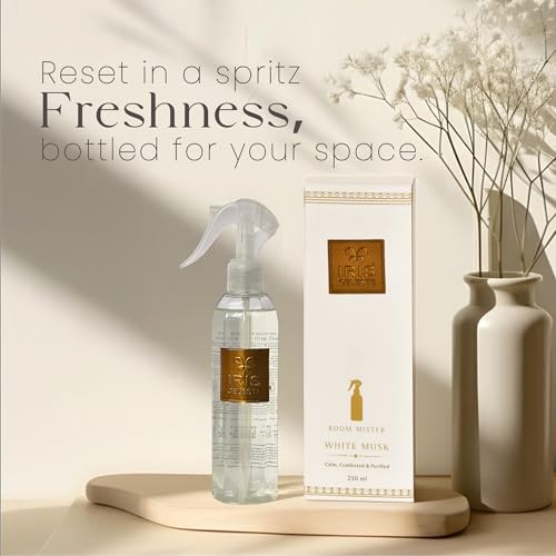 Image of IRIS Celeste Room Mister 250ml | Long-Lasting Room Freshener Spray with 1200 Sprays | Instant Home Fragrance for Living Room, Bedroom & Office (White Musk)