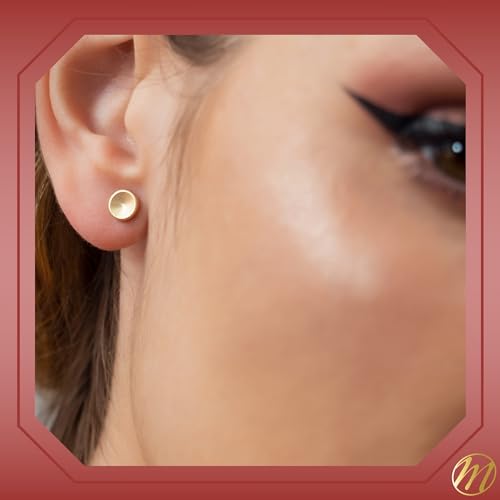 14k Yellow Gold Concave Button Disc Small Earrings Stud Post Satin Finish Safety Screwback Covered Back Closure4