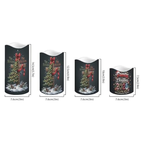 Image of Christmas Cross Flameless Candles Set of 4 | Xmas Flameless Candles with Remote Control, Flickering LED Candles with Timer for host gift, Living Room decor