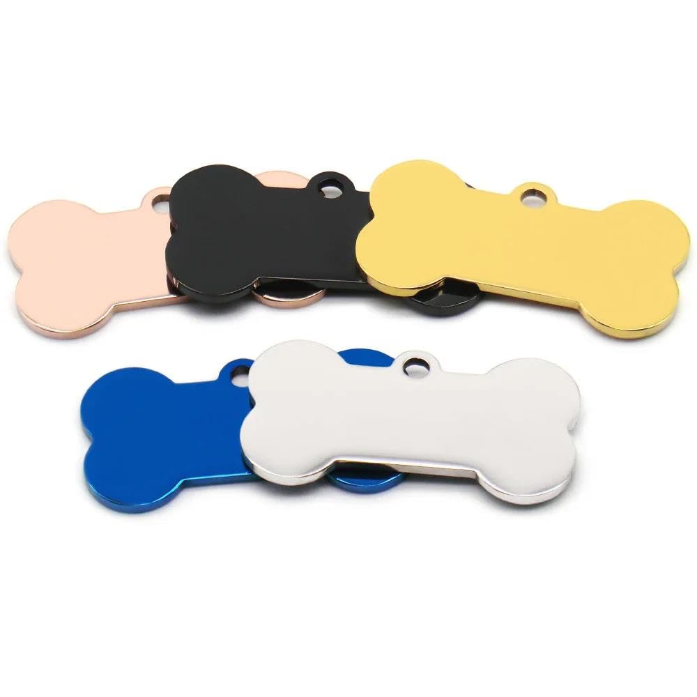 Lot de 100 médailles d'identification vierges en acier inoxydable pour chien - Gravure personnalisable - Personnalisable - Accessoires pour animaux domestiques - 50 x 28 x 1,7 mm