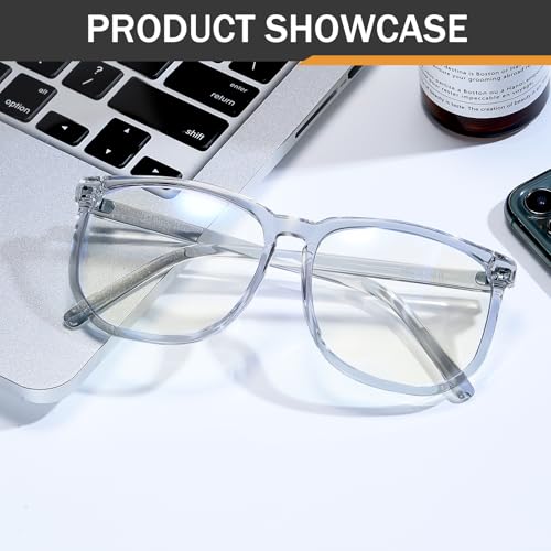 Image of TR90 Oversized Blue Light Blocking Glasses Men Women Ultralight Nerd Square Computer Games Black Large Eyewear