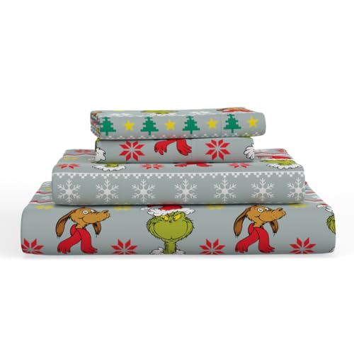Grinch by Dr. Seuss Holiday & Christmas Bedding Super Soft 100% Cotton Flannel Sheet Set Twin (Official Dr. Seuss Product) By Franco