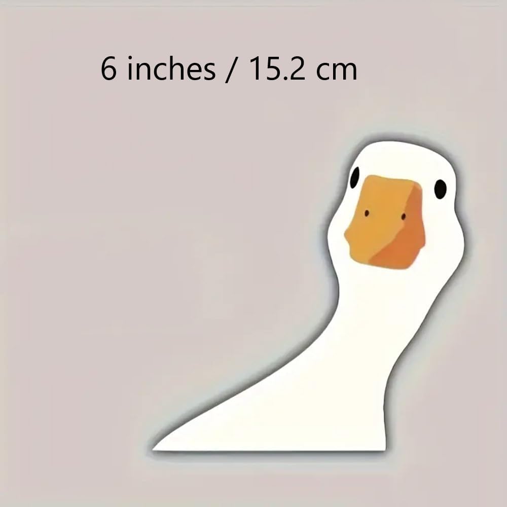 2 pcs Cartoon Goose Self-Adhesive Sticker, Animal Theme Rear Vehicle Decoration Funny Car Bumper Sticker,6 Inch Vinyl Decal, Waterproof,Die-Cut for Cars,Windows,Laptops - White
