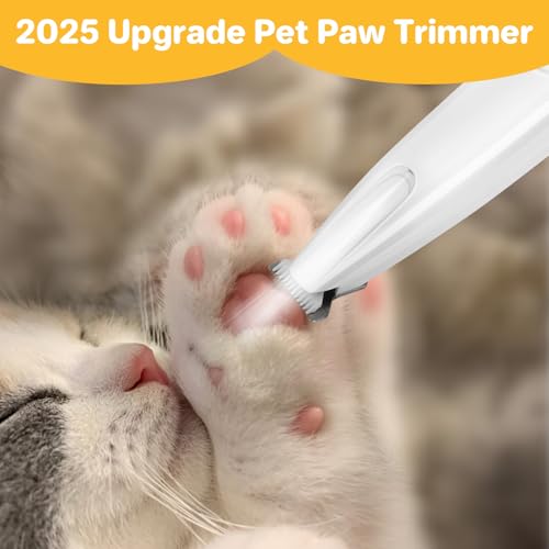 ETACCU Pfotentrimmer für Hunde mit LED-Licht & Wiederaufladbar - Leise Hundepfoten Trimmer, Pfoten Rasierer für Hunde–Kabellose Schermaschine für Pfoten, Augen, Ohren, Gesicht (Weiß)