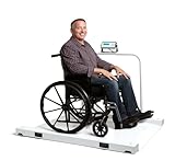 Bariatric Large Wheelchair Scale with Ramp, LCD Display, Easy & Simple to Use, Steel Construction, Low Profile, Handles & Wheels, Battery or AC Power，1100 lb / 500 Kg Capacity