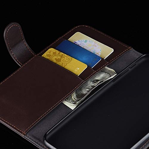 Étui Honor 9X version d'empreintes digitales clapet cuir véritable marron