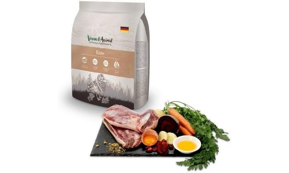 VenandiAnimal Comida de calidad para gatos - pato, con carne de ave fresca, comida seca, sin cereales, 1 paquete (1 x 300 g)
