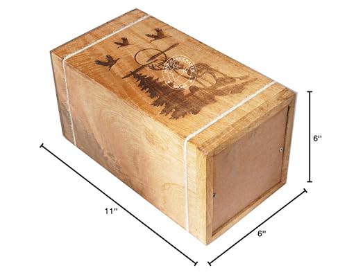 Image of Handcrafted Floral Engraved Wooden Urns for Human Ashes Adult Large - Cremation Urn for Ashes - Burial Urn for Columbarium - Funeral Urn Box (Buck Deer 3, 250 LB - Hardwood)