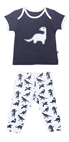 Image of Nino Bambino 100% Organic Cotton Envelope Shoulder Short Sleeve Navy Blue T-Shirt with Pyajama Set for Baby Girl