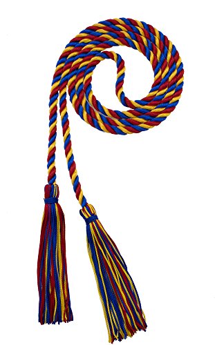 Image of Graduation Honor Cord - Royal /Red /Gold - Every School Color Available - Made in USA