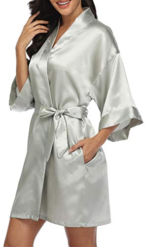Image of Giova Women Bridal Robe for Bride and Bridesmaid Getting Ready Wedding Party Bathrobe
