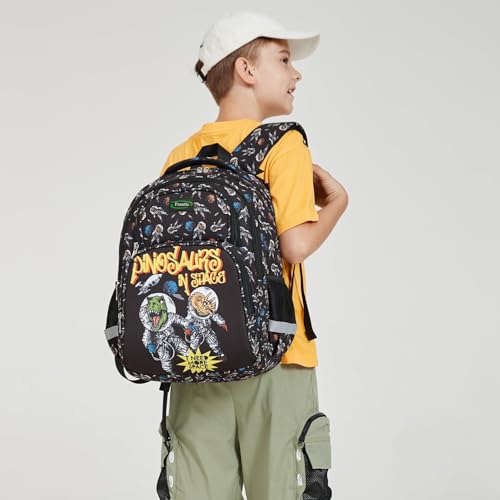 Image of Frantic Waterproof Polyester 26 L School Backpack School Bag Daypack Picnic Bag For Boys & Girls(RR Black Angry Dino)
