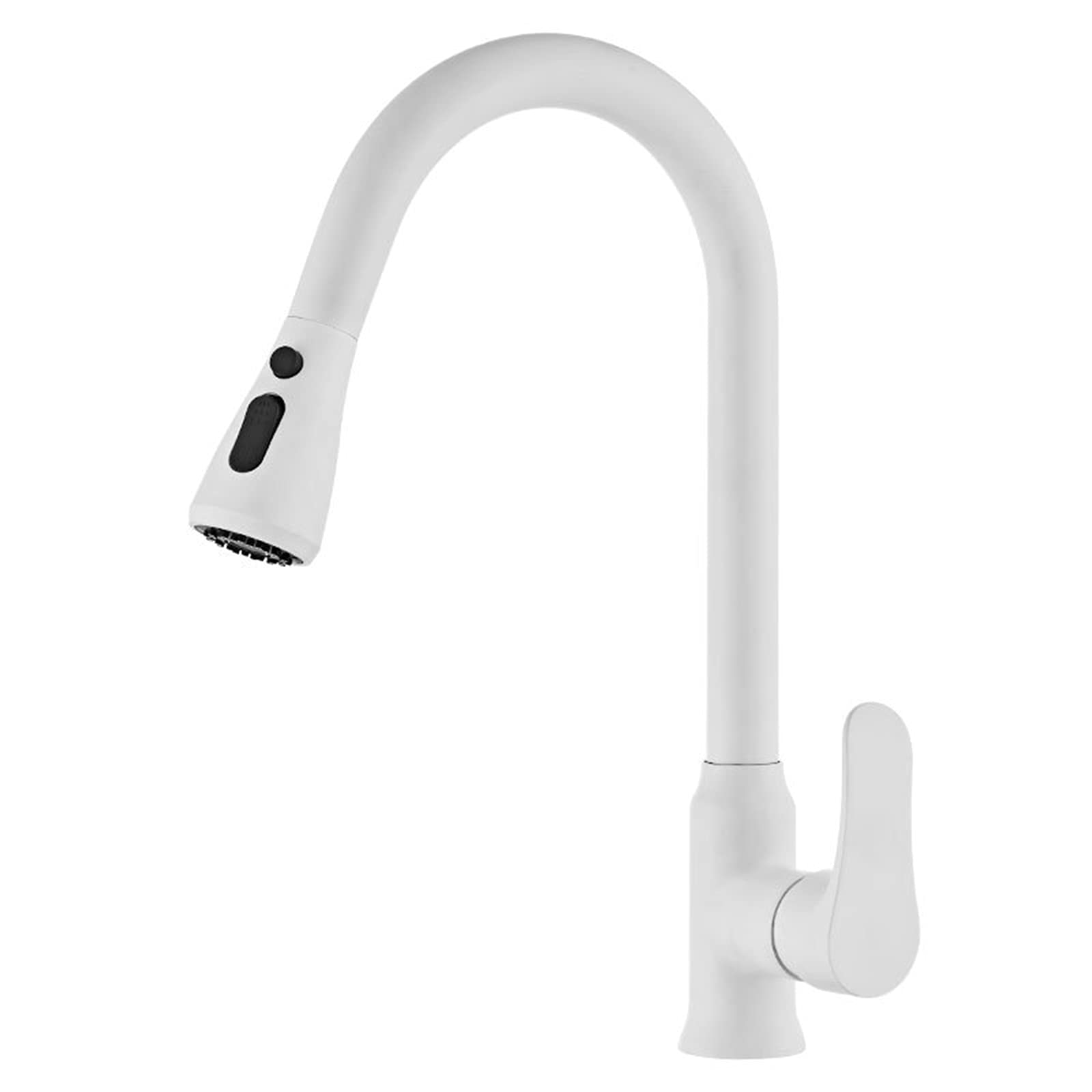 Robinet de cuisine blanc mitigeur d'eau rotatif et extractible en laiton
