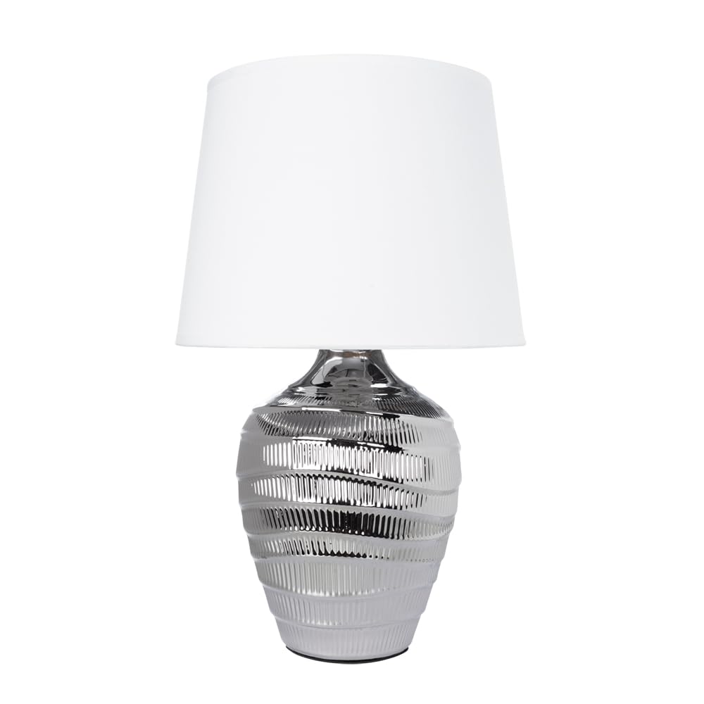 ARTE LAMP Tischlampe Moderne Keramik-Tischleuchte für Wohnzimmer, Weiß, Chrom, E27, dimmbar, 25 x 25 x 40 cm