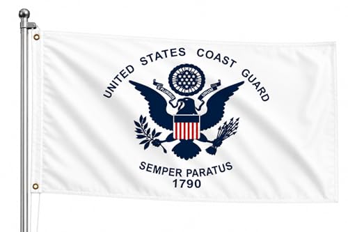 Mosprovie US Coast Guard Flag 2x3 Outdoor Double Sided- Heavy Duty 3ply United States Coast Guard Flag Super Durable 2 Rows Stitched Edge Canvas Header with 2 Brass Grommets