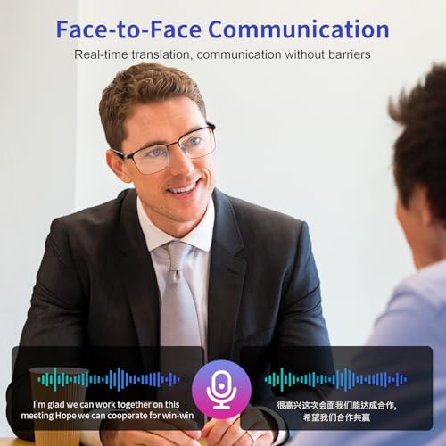 Image of Smart Glasses with AI Translator, Real-Time Translation Glasses Polarized, Photochromic Lenses with Simultaneous Interpretation, language translator for Men Women Supports 160+ Languages(Silver)