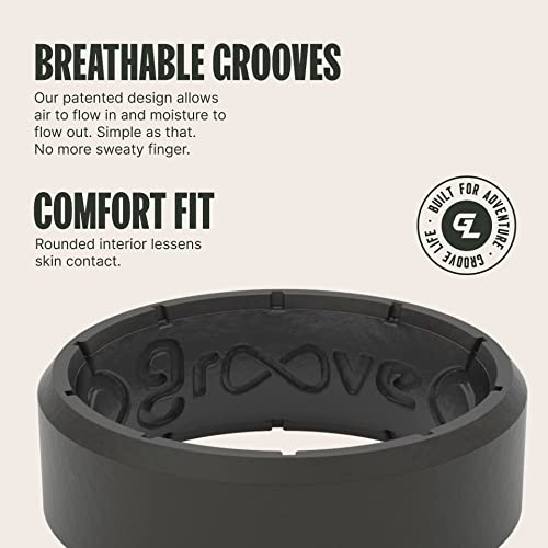 groove life edge silicone ring - breathable rubber wedding rings for men unique design comfort fit ring