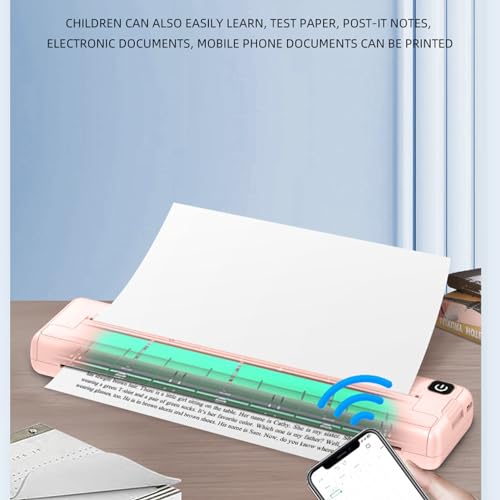 Image of A4 Portable Printer with Inkless Thermal Printing Technology, 200dpi Resolution, 1000mAh Rechargeable Battery for iOS and Android, Mini Thermal Printer