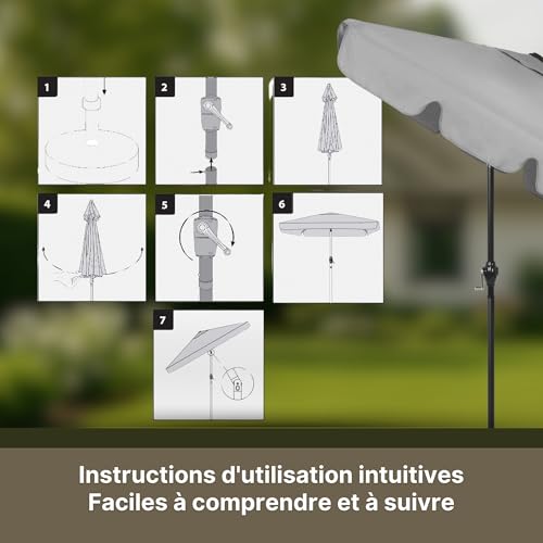 Parasol de jardin rectangulaire orientable et robuste signé Springos