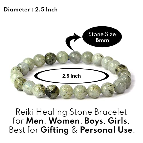 Image of Reiki Crystal Products Certified Natural Crystal Stone 8 mm Round Beads Bracelet for Men and Women | Reiki Charged Gemstone Bracelets | Multiple Stone Variants Available